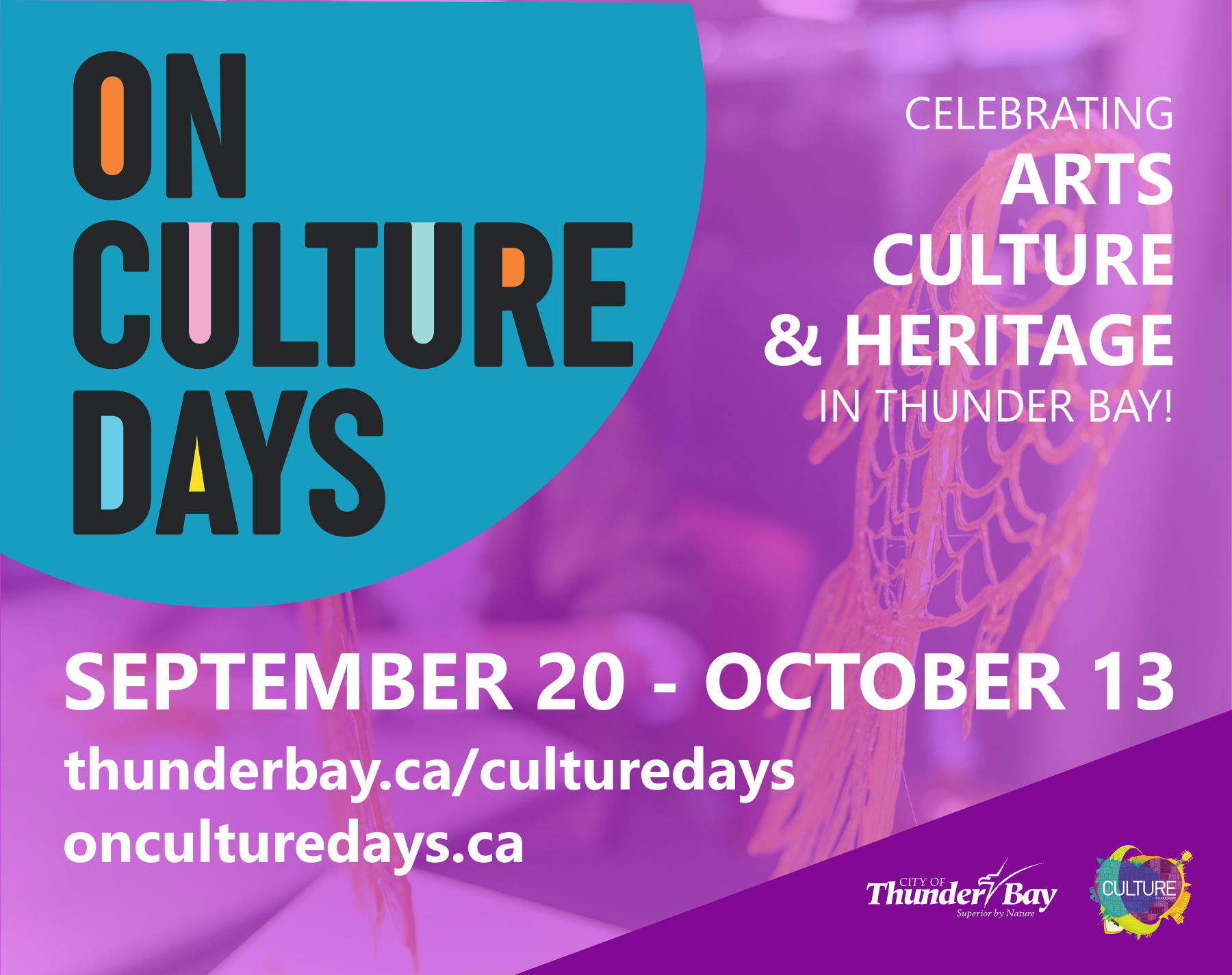 Ontario Culture Days purple graphic with logo