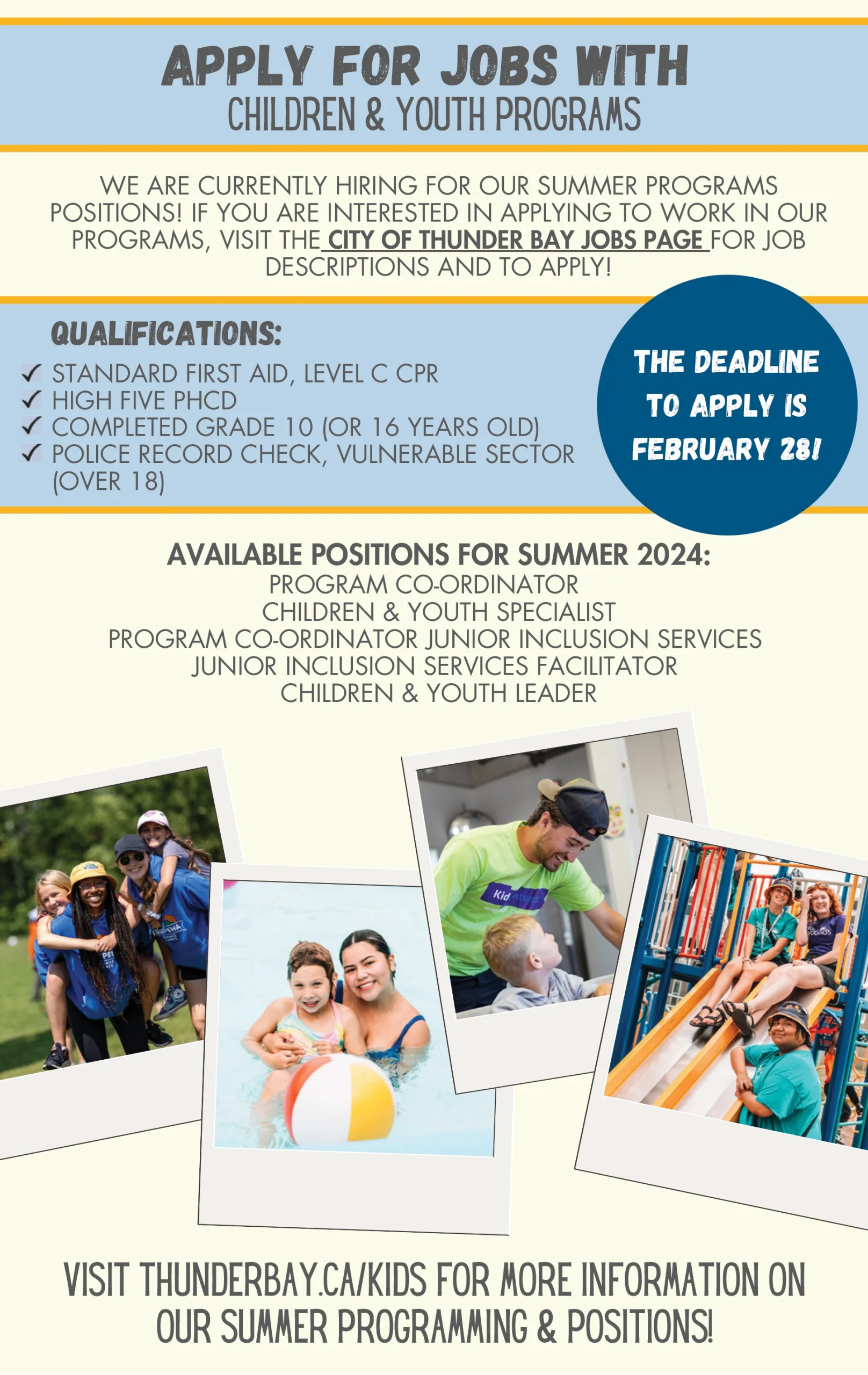 apply for jobs with children and youth